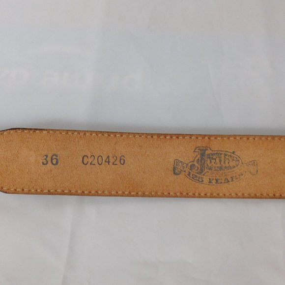 Justin Womens Leather Belt Size 36 Tan Red Applique  Silvertone Buckle Tan - Picture 5 of 6